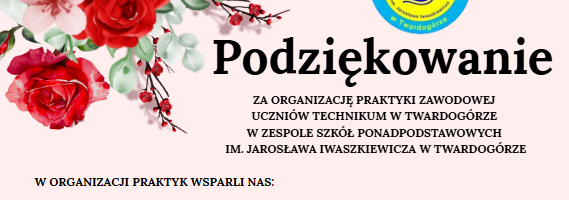 Podziękowanie za organizację praktyk zawodowych